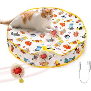 28-Inch Interactive Cat Activity Mat with Auto-Rolling Ball, 3-Speed Adjustable, USB Rechargeable, Non-Toxic Indoor Feline Exercise & Enrichment Mat, Durable Dynamic Pet Toy
