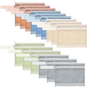 15 Pack Colored Mesh Zipper Pouch Bags, Double-Layer Nylon Building Block Storage & Organization Sets, Breathable See Through A5 Zipper Pouch with Handle for Activity Classroom Office