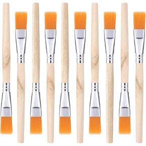 10 Pcs Flat Short Handle Paint Brushes, Paint Art Brushes, Nylon Bristles with Wooden Handle & Aluminum Ferrule for Acrylic, Watercolor, Oil Painting - Artist & Student Art Supplies