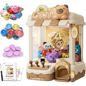 Mini Claw Machine for Kids, Cute Capybara Vending Machine for Girls Age 5-6, Candy Grabber Dispenser with Plush Toy and Capsule for Boys, Birthday Gifts for Age 3+, Perfect for Family, Party