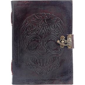 TUZECH Leather Journal Diary Skull Vintage Antique Book Of Shadows Handmade Notebook Sketchpad Notepad Gift for Men Women Seven Chakra With Leather Bound 7X5 Inches Brown