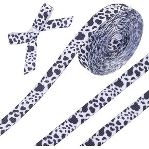 2 Rolls 10 Yards 3/8 Inch Animal Print Ribbon Cow Printed Thin Polyester Ribbons Black White Grosgrain Ribbon Bulk for Sewing Making Crafts Wreaths Garlands Gift Wrapping Home Decor Supply
