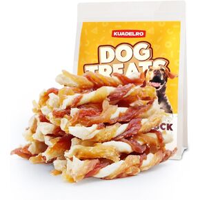 Chicken Wrapped Cod Skin Dog Treats, High Protein Chicken Jerky Chews Rawhide-Free Long-Lasting Dog Training Treats Snacks for Medium and Breeds 10.54oz