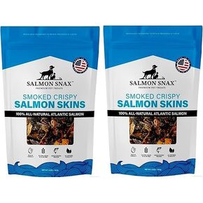 Premium Dogs/Cats Treats - Smoked Crispy Salmon Skins Net Weight 12oz / 340 g(Pack of 2)