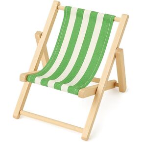 Mini Foldable Beach Chair, DIY Accessories for 15cm labubu– 4.7x4.5x4.2in Dollhouse Furniture for 10cm Dolls, INS Style Striped Toy Chair & Cute Phone Stand (Pink)
