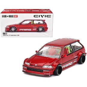 Diecast Model Car Compatible with Kaido House x Mini GT 1:64 Honda Civic (EF) Kaido Works V2 (Red) Limited Edition KHMG156