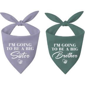 2 Pieces I'm Going to Be A Big Brother or Big Sister Dog Bandanas, Baby Announcement Gender Reveal Dogs Scarf, Dog Bandana Pregnancy Announcement, Pet Triangle Scarf