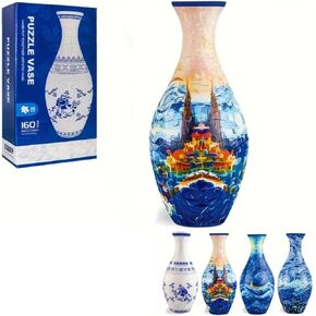 3D Puzzle Vase for Adults, Puzzle Vase Built-in Water Bottle Made by 160 Pieces Curved Plastic, Pefect Housewarming Gift for Flower Arrangements and Home Decoration (Small Flowers)