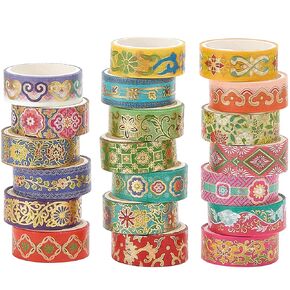 YUBBAEX 20 Rolls Chinoiserie Washi Tape Set Exotic Arts Masking Tape Gold Foil Floral Decorative for DIY Crafts, Bullet Journal Supplies, Planners, Scrapbook, Card/Gift Wrapping (Ancient)