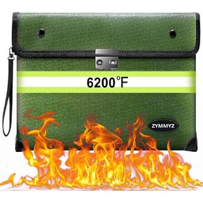 Upgraded Fireproof Document Bag Waterproof Fireproof Bag with Zipper,9 Layers of Heat Insulated Materials,6200°F Fireproof Money Bag for Cash,Valuables Fire Bag and Important Documents