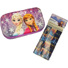 Disney Frozen Pencils and Supply Pouch Personalized Hardshell Zippered Case Officially Licensed with Custom Name