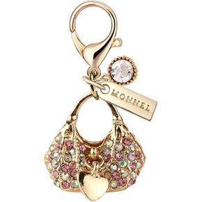 MC88 MONNEL Crystal 3D Handbag Lobster Clasp Charm Pendant with Pouch Bag (1 piece)