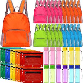60 Pcs Back to School Supplies with Backpacks Water Bottle Pencil Pouch Bulk School Backpack Donate Set for School(Classic)