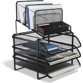 TRU RED Staples All-In-One 10-Compartment Wire Mesh Desk Organizer - Perfect for Office and Home Use Storage, Black, Pack of 2 (TR57530-CCVS)