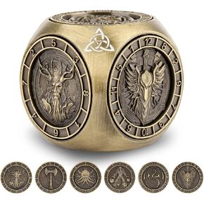DND Fingertip Spinner Dice, 7-in-1 Metal Dice Set with 3D Pattern, Polyhedral Rotating Game Dice, for DND Gifts with Dragon Logo Gift Box, Role Playing Board Game Accessories, Black