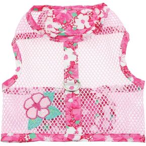 Doggie Design Dog Harness - No Choke Harness for Pets, Dog Vest, Mesh Polyester, Simple Step in and Go Design, Reflective Vest for Dogs - Hawaiian Hibiscus Pink, Large