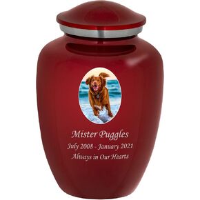 Homage Medium Custom Photo Pet Cremation Urn for Pet Ashes - Vase Style Pet Urn - 80 Cubic Inch Capacity - Personalization Included (Amethyst)