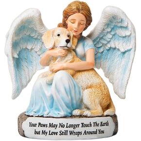 iHeartDogs Pet Memorial & Remembrance Gift - “Your Paws May No Longer Touch The Earth" Dog Angel Figurine - Loss of Dog Sympathy Gifts