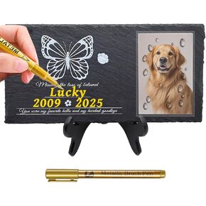 Pet Memorial Stones for Dogs Pet Headstones for Dogs Dog Memorial Stone Pet Grave Markers Dog for Cat Lovers with Stand and Markers - 11.8 * 5.9 Inches Stone（Style 3