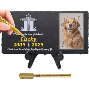 Pet Memorial Stones for Dogs Pet Headstones for Dogs Dog Memorial Stone Pet Grave Markers Dog for Cat Lovers with Stand and Markers - 11.8 * 5.9 Inches Stone（Style 3 in Kuwait
