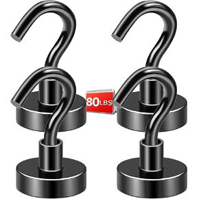 DIYMAG Magnetic Hooks for Hanging Cubicle Accessories, 30lbs 2025 Cruise Cabin Ship Essentials N52 Magnetic Hook Heavy Duty Strong Magnets Fridge for Classroom Beach Kitchen Grills 10 Pack Black
