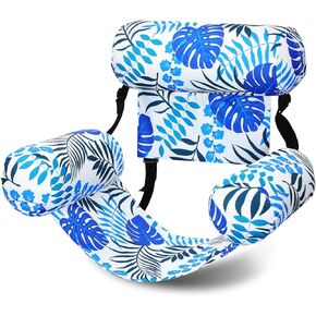Pool Chair Floats Adult Inflatable Aloha Floating Pool Chairs Water Float Lounger Adjustable Tropical Pattern Cloth Hammock Heavy Duty for Summer Water Beach Lake Party Fun(Green)