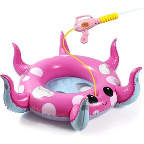 Motiloo Octopus Kids Pool Float with Water Gun - Toddler Inflatable Pool Toys for Kids 3-12 Years Old Summer Pool Parties & Outdoor Water Fights