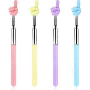 4Pcs Retractable Hand Pointer Stick Telescopic Pointing Sticks Extendable Pointer Finger Stick for Whiteboard Presentation Supplies, Pink, Yellow, Blue, Purple