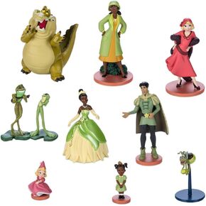 Disney Store Official Tiana Deluxe Set - 9 Sculpted Figures: Princess Tiana, Naveen, Charlotte & More Toys Inspired by The Princess and The Frog - Perfect for Playtime Adventures