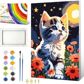 ZTOTZ Paint by Numbers Kit for Adults Cats, Paint by Numbers Cat, Adults' Painting-by-Number Kits on Canvas Framed, 8x12 Tree Cats Number Artist Paints Kit for Gift Decor(with Colourful Box)