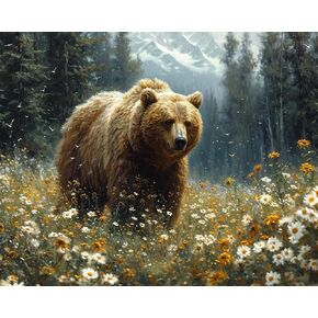 OKSGYTA Paint by Number, Grizzly Bear Forest Roaming, Adult Crafts Adults Paint-by-Number Kits, Room Decor Gift for Birthday Festival (16x20 Inch, No Frame), Bright