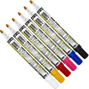 MM-38 Stainless Steel Paint Marker, Low Corrosive, Low Halogen, Low Chloride, Valve Action Paint Pens, 2.3mm Medium Tip, Writes on Stainless Steel, 10ml, Made in USA, Blue Box of 6