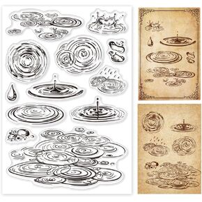 GLOBLELAND Water Ripples Clear Stamps for Cards Making Raindrops Silicone Clear Stamp Seals Transparent Stamps for DIY Scrapbooking Photo Album Journal Home Decoration