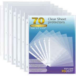 Tamaki Sheet Protectors for 3 Ring Binder, 70 Pack Premium Clear Page Protector 8.5 x 11 inch, Plastic Sleeves for Binders, Top Loading Paper Sheets Document Sleeve Letter Size