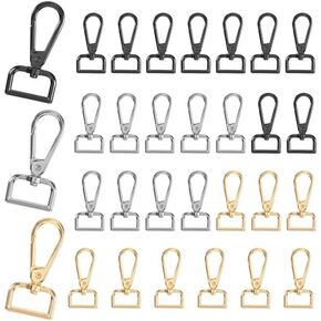30Pcs D Ring Lobster Claw Clasps for Keychains, Metal Lobster Claw Clasps Swivel Trigger Snap Hooks for D Ring Keychain Making Kit DIY Crafts Lanyard Making, Purse Hardware Accessories, 1in