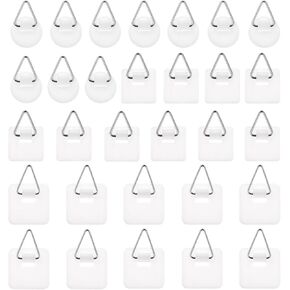 30 Pcs Self Adhesive Frame Hanger, Picture Hanger Hooks Without Nails, Invisible Plastic Sticky Hanging for Plate, Photo, Wall, Art Decor (Square + Round)