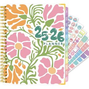 GuassLee 2025-2026 Academic Planner – Weekly & Monthly Planner Organizer from Jul 2025 - Jun 2026, 6.5"x8.4" Daily Agenda Planning Book with Pocket, Stickers & Tabs for Women Students Office, A5 Size
