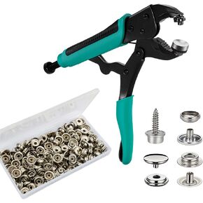 Heavy Duty Snap Fastener Kit – 210PCS Marine Grade Stainless Steel Snap Tool Set for Canvas, Boat Covers, Awnings, Fabric, Tents – Rustproof, Easy Installation, All-in-One Fastener Repair Kit (Red)
