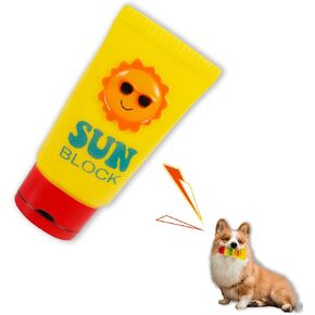 Yellow Sunscreen Squeaky Dog Toy – Funny Vinyl Interactive Toy with Built-in Squeaker, Ideal for Small and Medium Dogs
