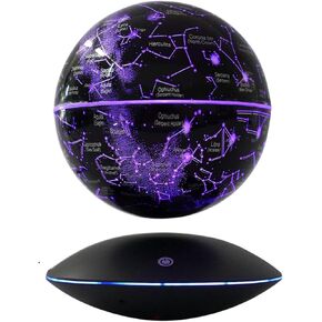 6" Magnetic Levitation Floating Globe Anti Gravity Rotating World Map with LED Light 7 Colors Display Floating Globe for Children Educational Gift Home Office Desk Decor (Blue-Clock Base) in Saudi Arabia