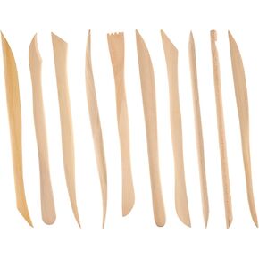 Giantree 10 Pcs Wooden Clay Sculpting Tool, 6'' Double-Ended Ceramic Wooden Clay Modeling Sculpture Tool Polymer Pottery Dough Modeling Tools Kit for Cutting Soap Carving Detailing and Smoothing
