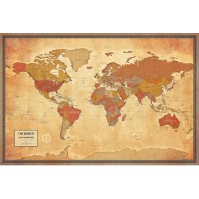 Laminated World Pioneer Map Poster | Vintage Style Map | Includes The Most Legible Location Labels | 36" x 24" | Shipped Rolled in a Tube, Not Folded | Great for The Home or Classroom