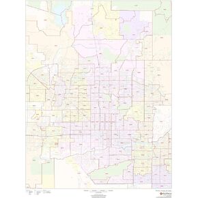 Phoenix, Arizona Zip Codes - 36" x 48" Laminated Wall Map