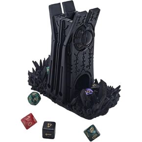 Retro Planet Dice Tower DND Dice Rolling Tower Dice Tower Dungeons and Dragons Dice Jail D&D Accessories (7PCS D20 Dice Set Included) Black