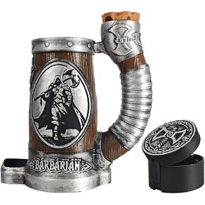 DND Mug Dice Tower Set, DND Dice Cup with Storage, 12/16 Oz Beverage Holder, DND Accessories for Players, Best Gift for RPG Game Lover (Wolf Bite)