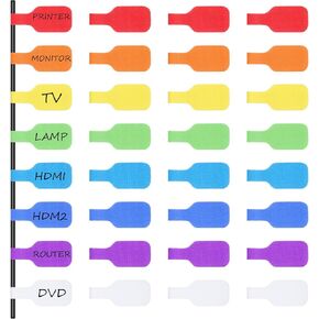 32 PCS Cable Labels Tags Charger Labels Cable Tags Cord Label for Electronics Write on Multicolored Handwriting Cables Tag for Management(8 Colors)