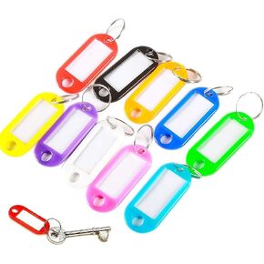 Key Tags, Pack of 10 Key Tags with Labels Key Fobs Id Plastic Key Tags Key Labels with Split Rings for Luggage Pet Name Memory Stick Tags-10 Colors Convenient Blank Labeling Tags, Blank Labeling Tags