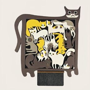 Pre-Assembled 13 Cat Wooden Puzzle - Travel Anxiety Relief Click Therapy for Cat Lovers, 37 Min Focus Tool