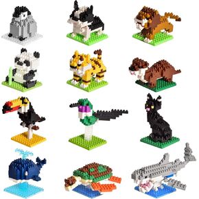 FUN LITTLE TOYS Party Favor for Kids Building Set, Mini Animals Building Blocks Sets Goodie Bags Stuffers for Kid, Small Toy Prizes, 12Pack Kit Birthday Party Favor Gifts Toys for Ages 8-13