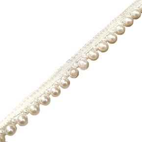 2 Yards Faux Pearls Lace Ribbon Faux White Pearl Beaded Fringe Trim Pearl Fringe Applique for DIY Crafts Wedding Party Sewing Home Decoration,White